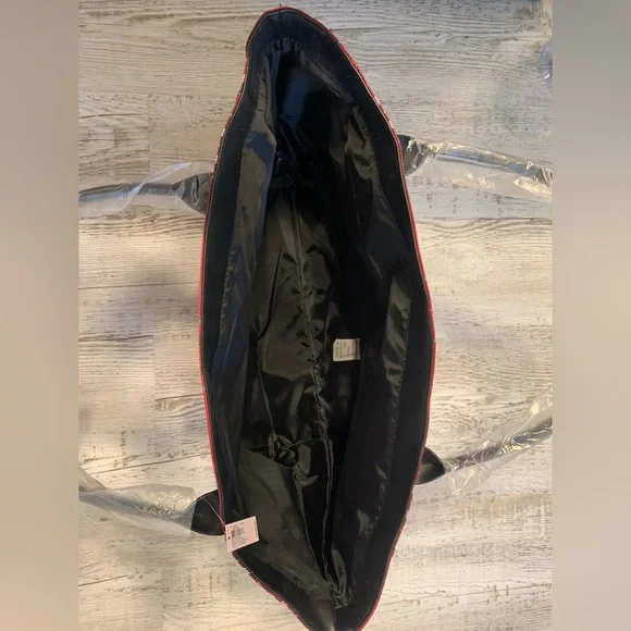 Victoria’s Secret plaid tartan floral red and black tote travel overnight bag - Picture 6 of 7